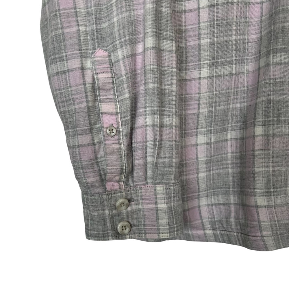 L.L. Bean Pink &‎ Gray Plaid Button Down Shirt Cotton Lined Size Medium - Picture 6 of 9
